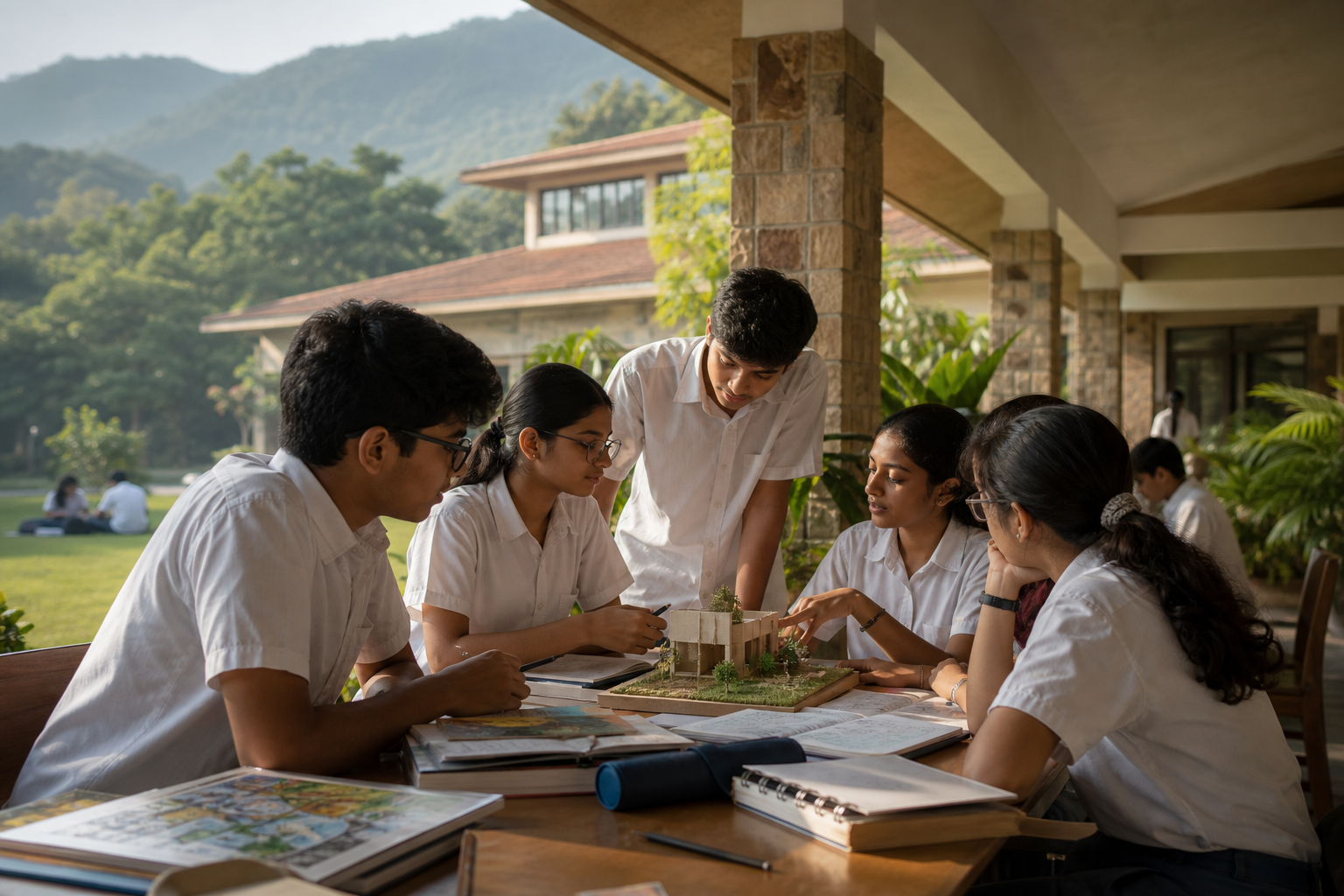 Students collaborating on a project in the proposed Education Campus