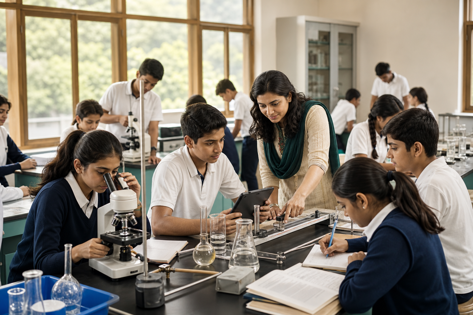 Students learning through hands-on science and experimentation