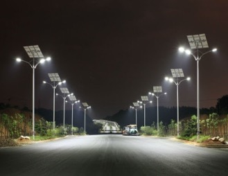 Solar street lighting along internal roads