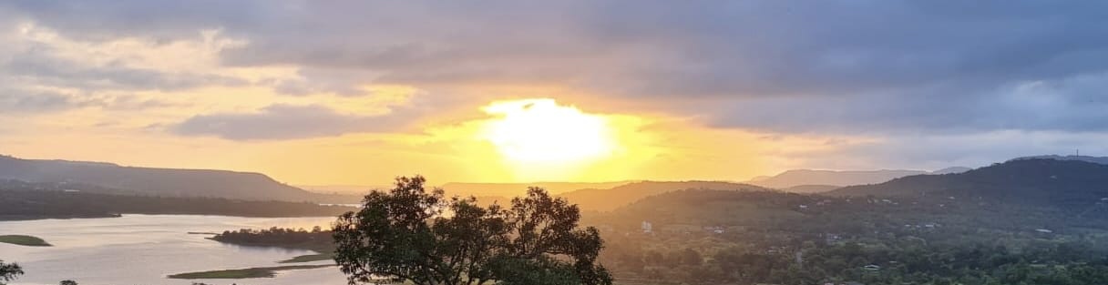 Sunset over the Panshet landscape