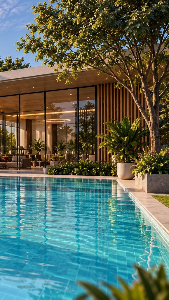 Club lounge and swimming pool at the proposed community