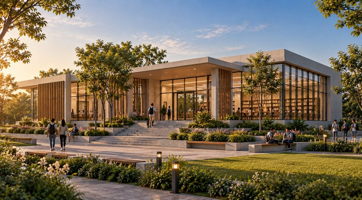 Learning centre and library on the education campus